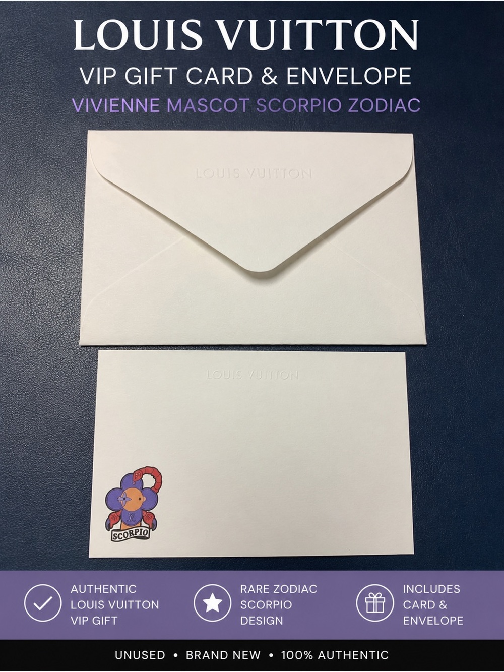 Louis Vuitton VIP Gift Card & Envelope | Vivienne Mascot Scorpio Zodiac | Rare